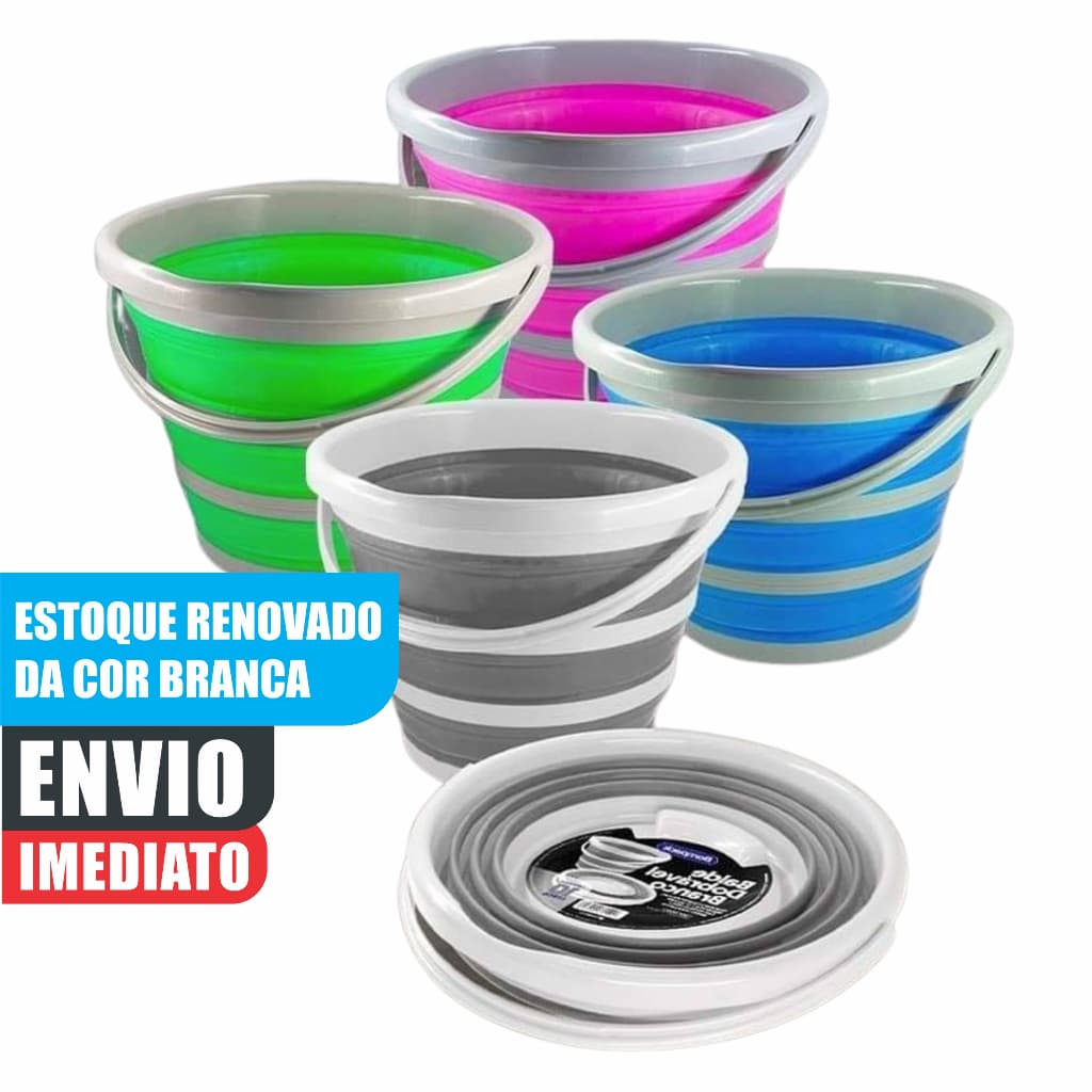 Balde Dobrável Retrátil 10 Litros Silicone Original c/ Nota Fiscal