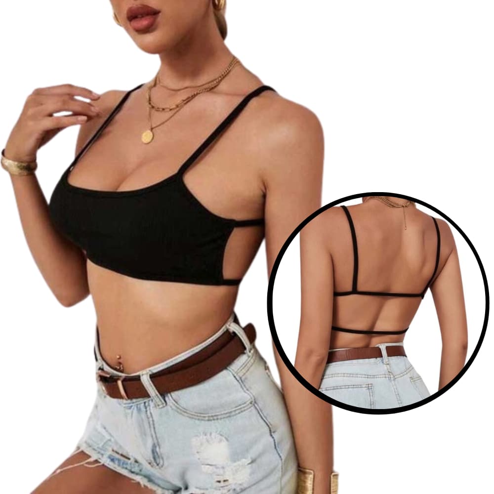 Top Faixa Cropped Costa Nua Sem Bojo Moda Gringa Blogueira