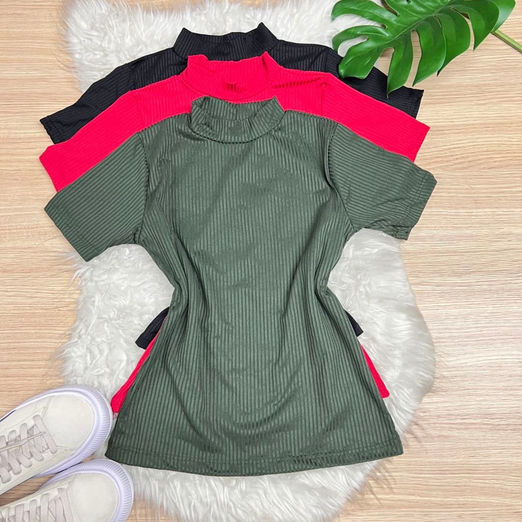 Blusa cancelada Manga curta gola alta feminino