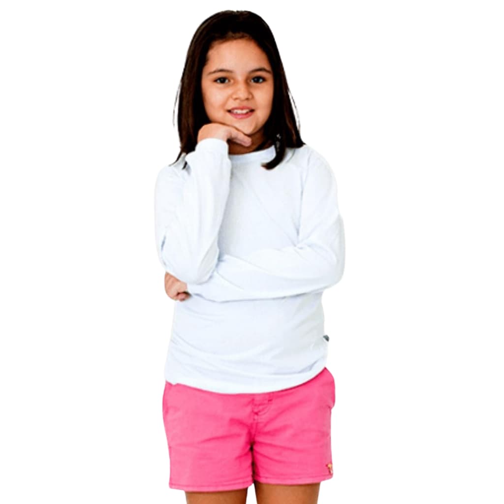 Camiseta Branca Básica Manga Longa Algodão Uniforme Escolar