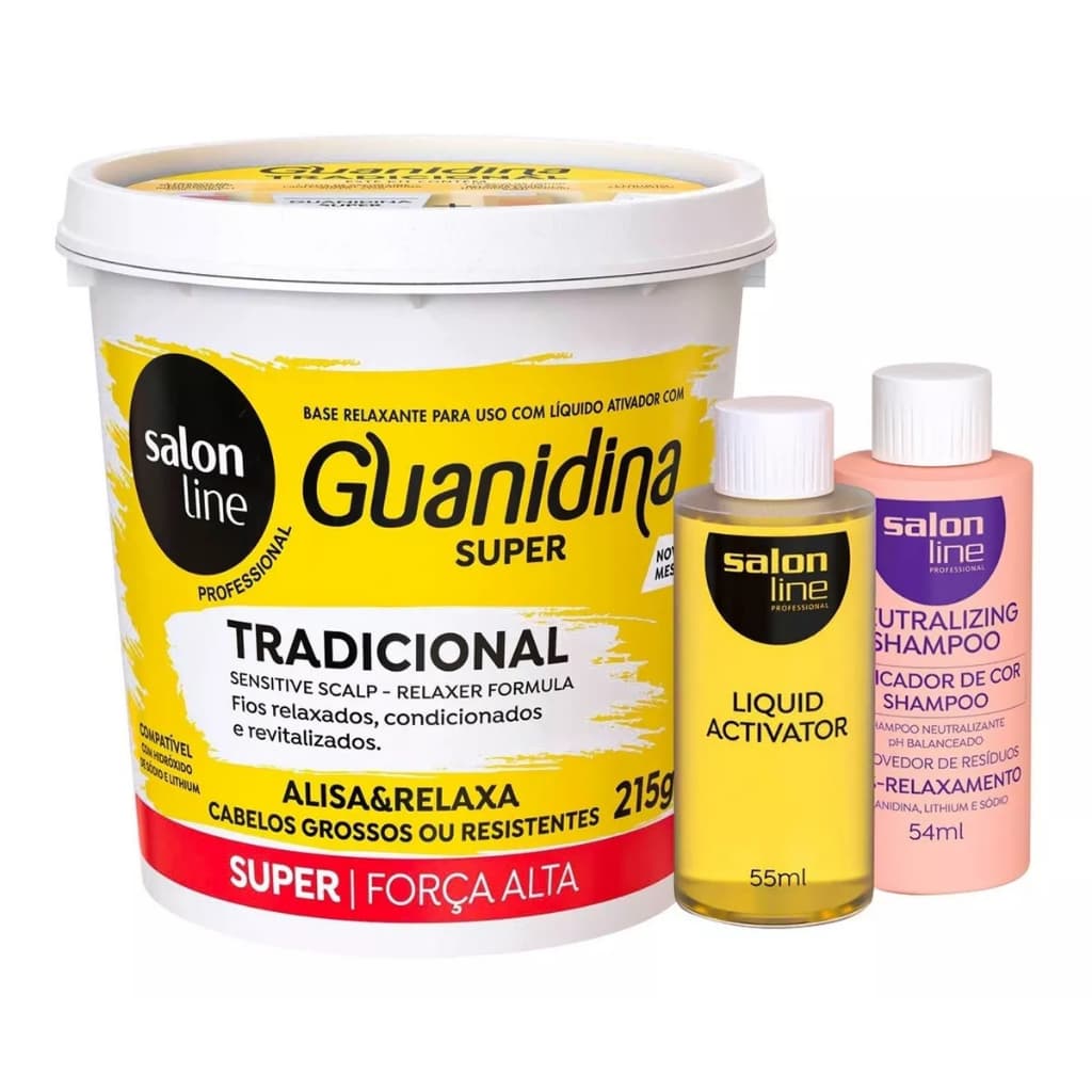 Creme Relaxante Guanidina Tradicional Alisa e Relaxa Super Forte 215g Salon Line