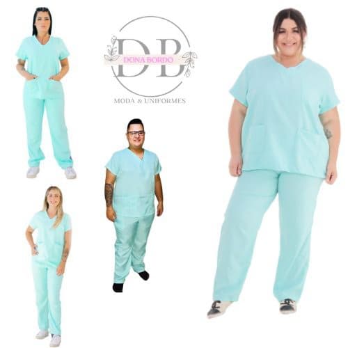 Conjunto de Pijama Scrub Cirúrgico Hospitalar Unissex Gabardine Dona Bordo 10