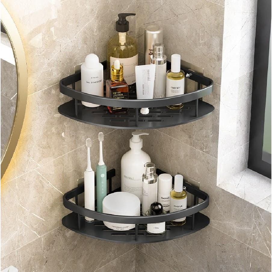 Suporte para shampoo para uso no banheiro de ferro para cantos premium sem furar parede