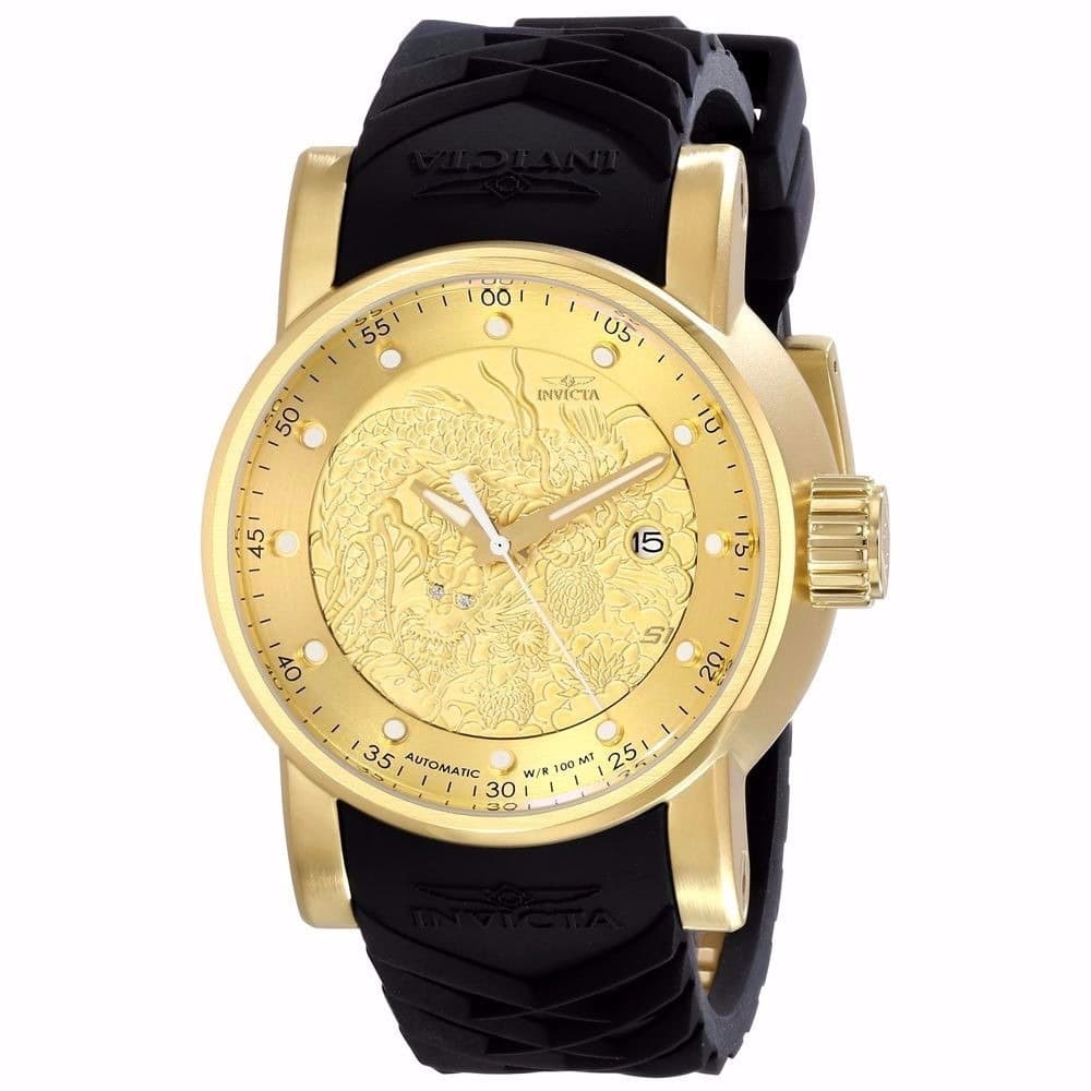 Relógio Masculino Caixa Grande Dourada de Aço Pulseira de Silicone Resistente
