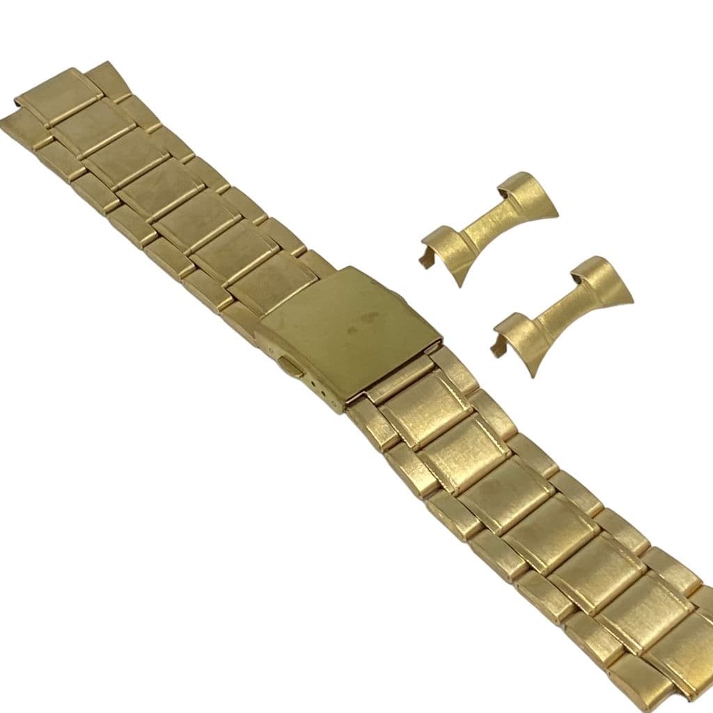 Pulseira Para Relógios Aço Dourado Terminal Curvo