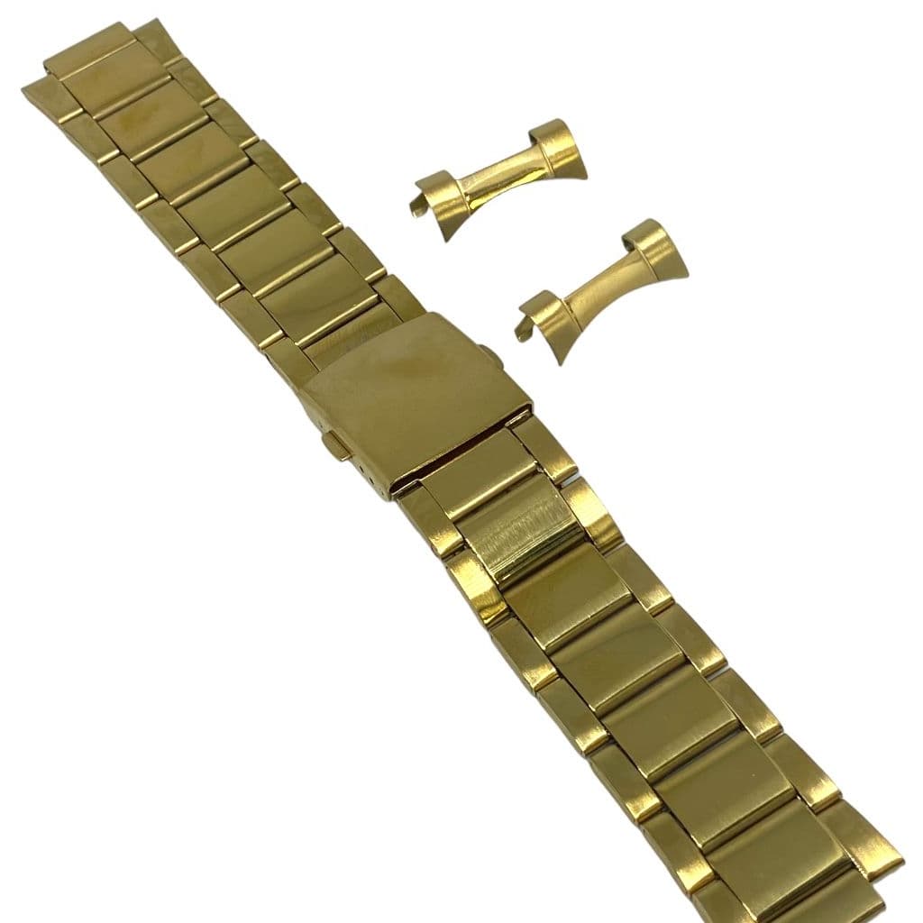 Pulseira Para Relógios Aço Dourado Terminal Curvo -18mm - 20mm - 22mm - 24mm