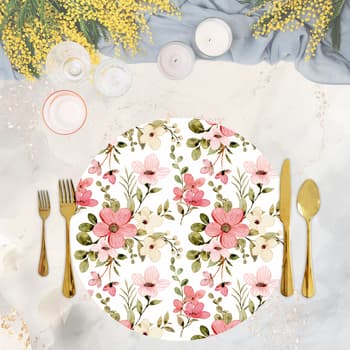 Jogo Capas Para Sousplat Em Tecido - Floral Aquarela 6 peças