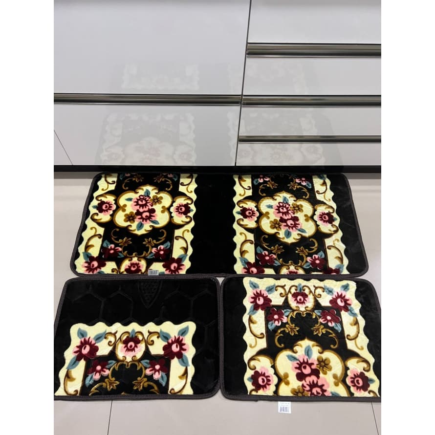 Jogo Floral 3 Peças Para Cozinha Antiderrapante