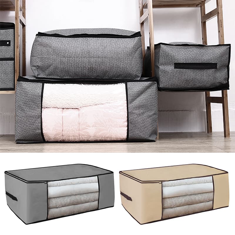 2 Caixa Organizadora Multiuso Tnt Com Ziper Flexível Visor Para Calçados Roupa Guarda Roupa Closet