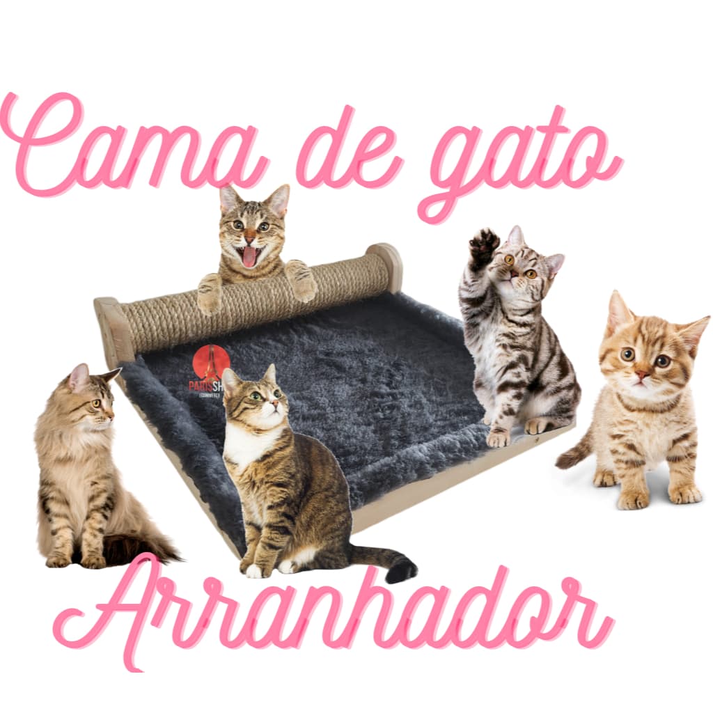 Arranhador para Gato com Cama de Gato Pelucia Madeira Arranhador
