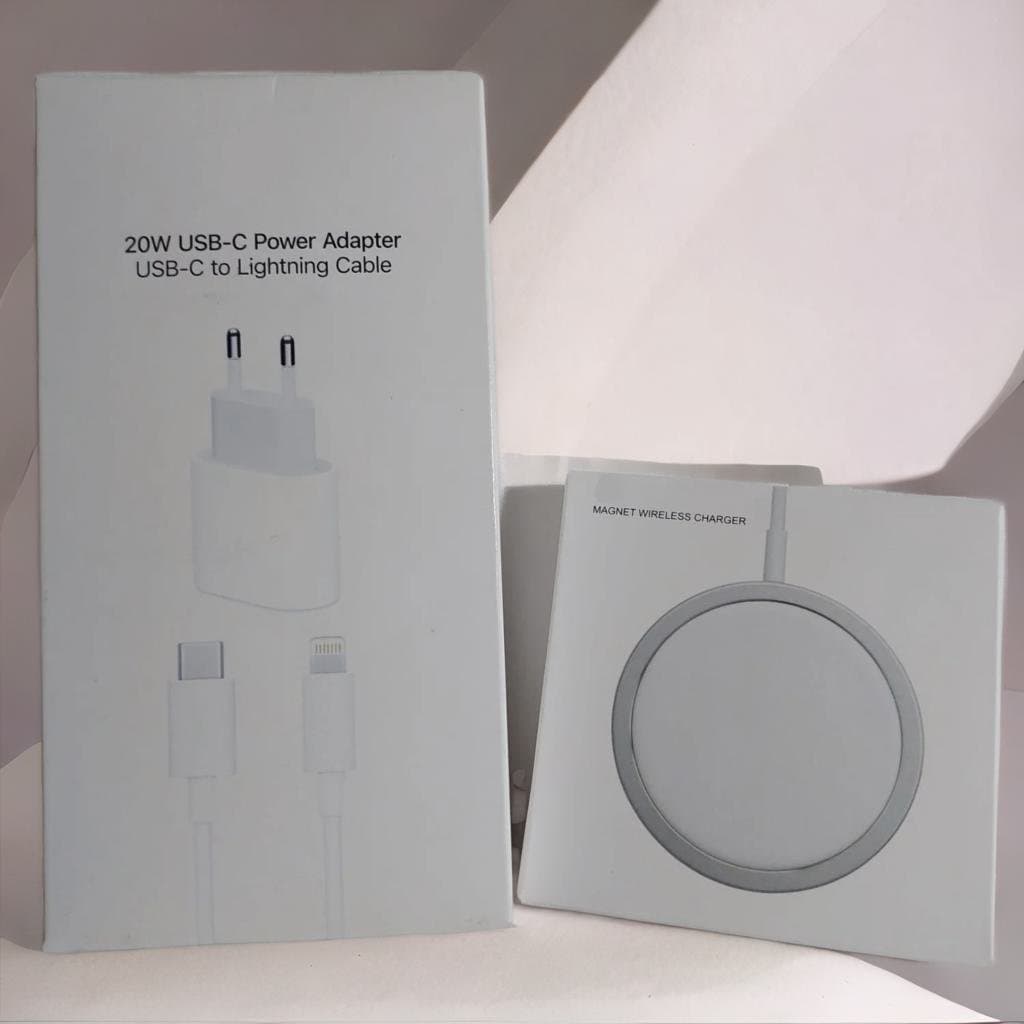Kit Carregador De Parede + Carregador Magnético por Indução - Para iPhone 11 12 13 14