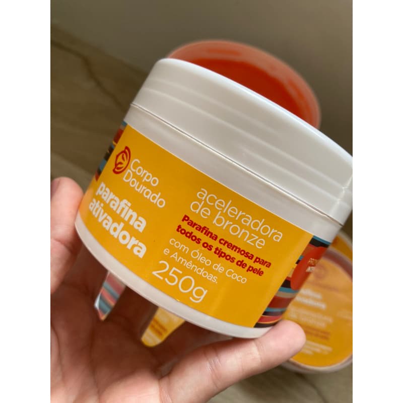 Parafina cremosa ativadora, aceleradora de bronze com óleo de coco e amêndoas. para todos os tipos de pele