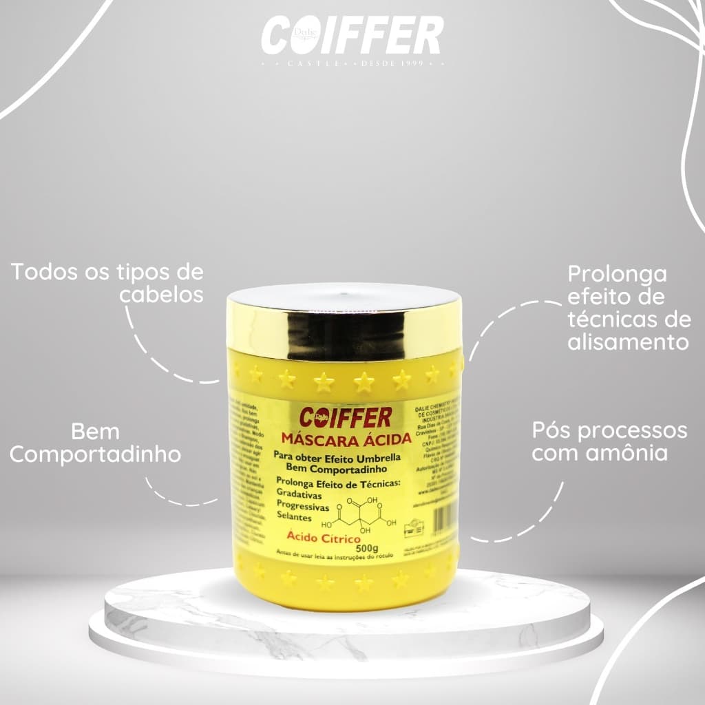 Máscara Ácida Cabelo Liso Por Mais Tempo Coiffer 500g