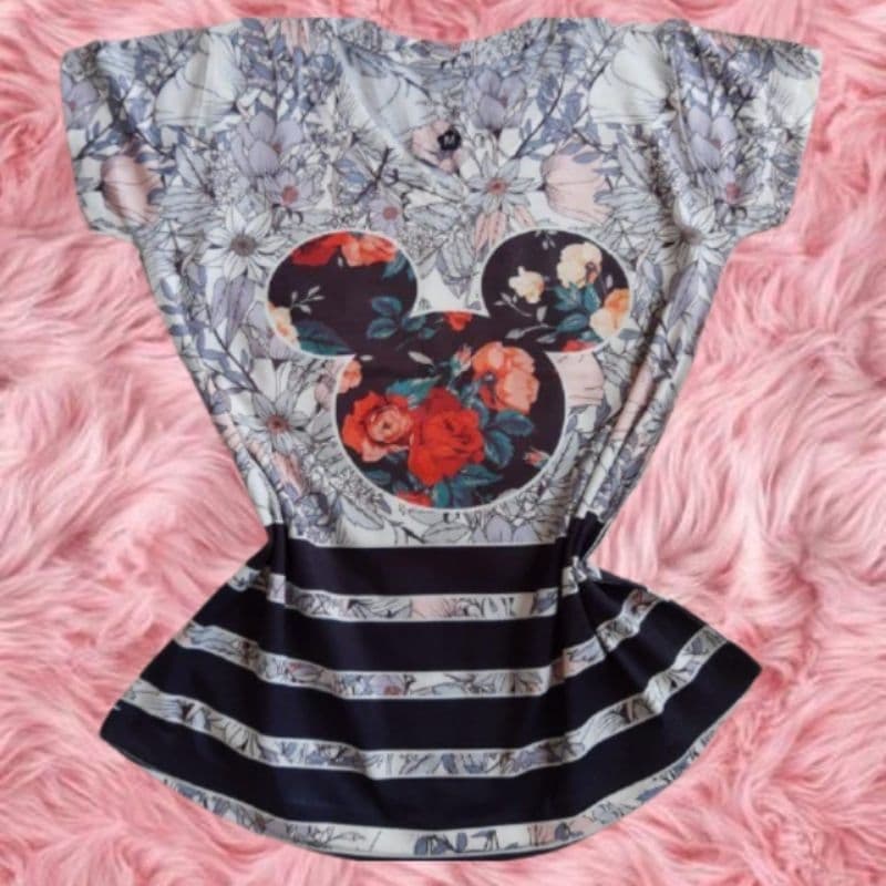 Tshirt Feminina Malha Fria  TAM G Gola V  Mickey