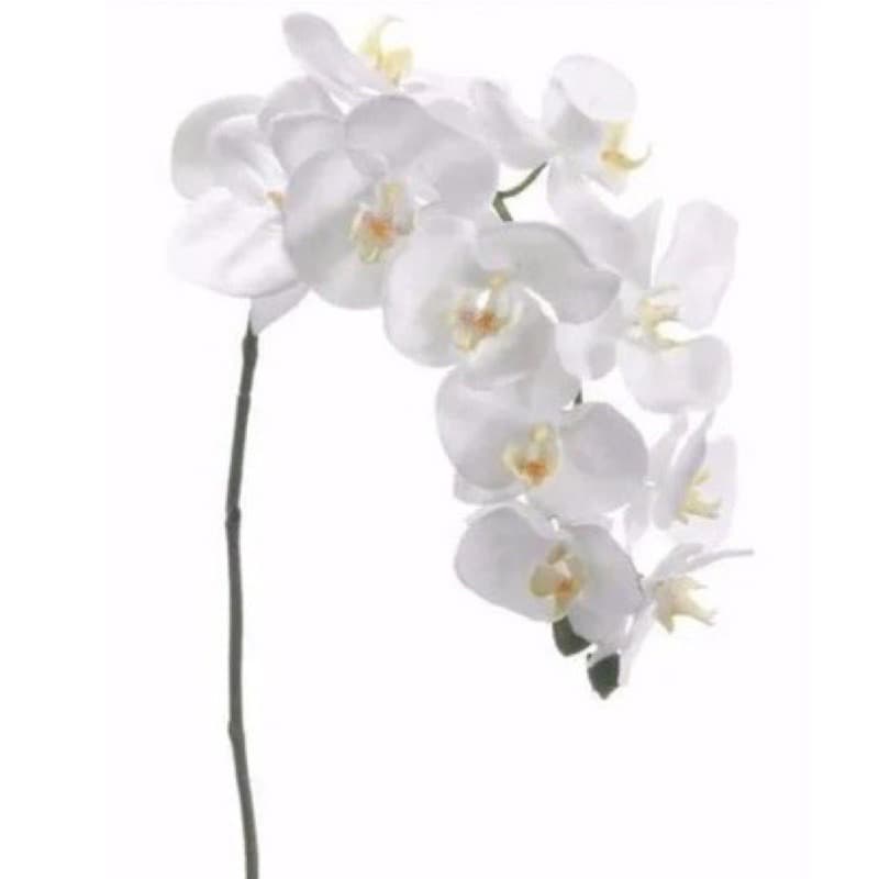 Flor de Orquídea Branca Realista de Silicone e de Tecido