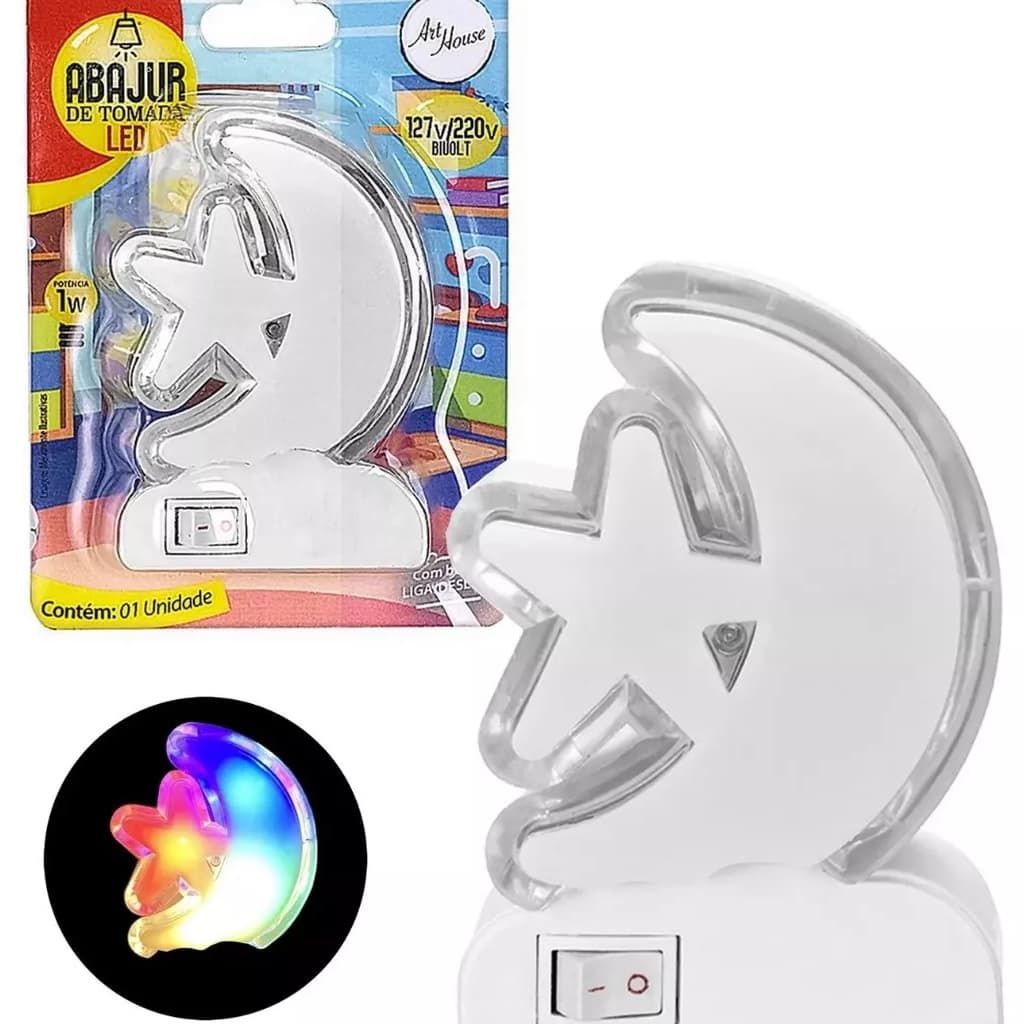(Abajur Infantil Lua Estrela Luminária Quarto Soninho Bivolt)luminaria de parede