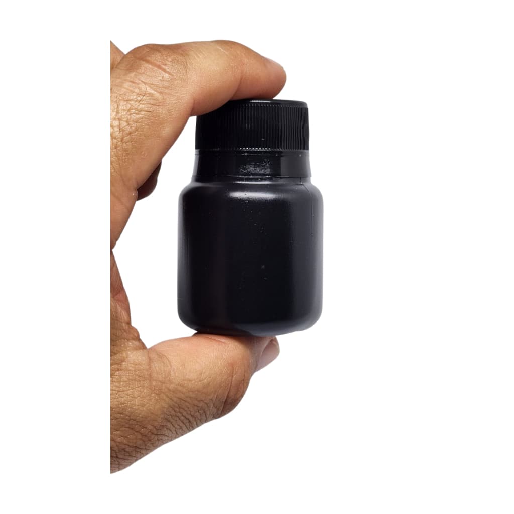 kit 10 Potes para capsula 35ml RL35 preto com tampa lacre e vedação de silicone