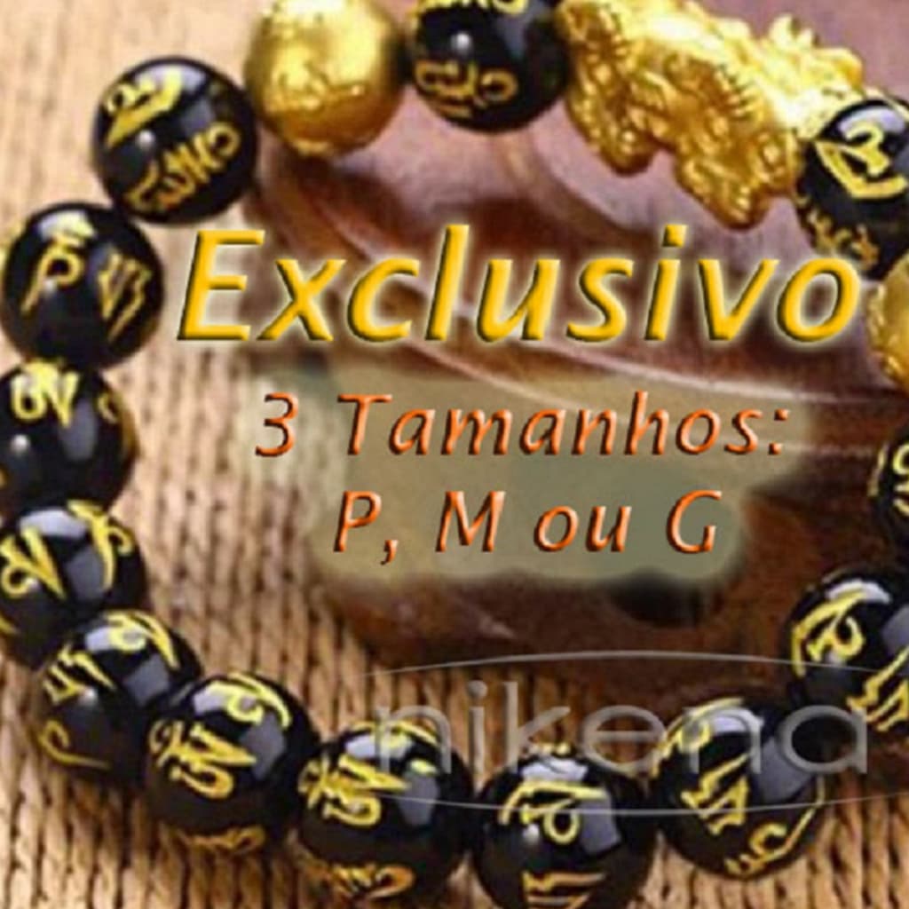 Pulseira da Sorte Feng Shui com Dragão Pixiu e Mantra que traz Riqueza, Prosperidade e Boa Sorte :: PSDP2