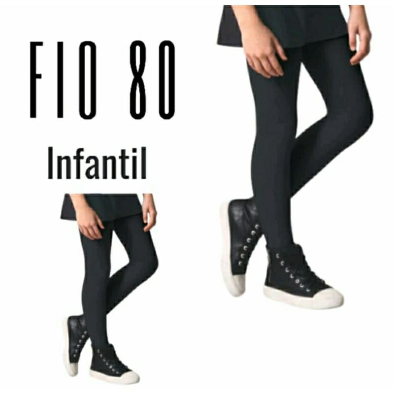 Meia Calça Fio 80 Preta Inverno Unissex Meninos