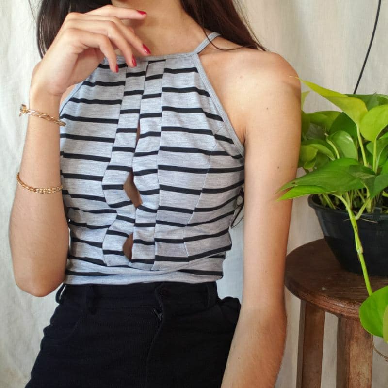 cropped  listrado *novo* tam M
