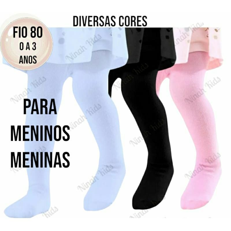Meia Calça Grossa Para Bebê Fio 80 Recém Nascido 0 a 3 Anos