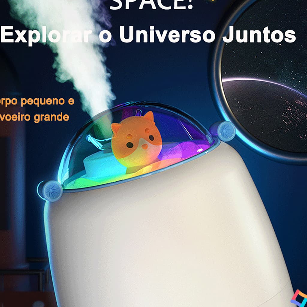 Novo Umidificador De Ar Sem Fio Esquilo Astronauta Cápsula Espacial Miniidificador 240ml-H7