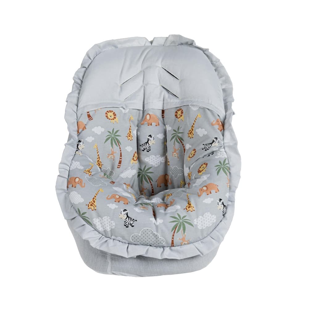 Capa de Bebê Conforto Acolchoada Estampada Safari Cinza Menino