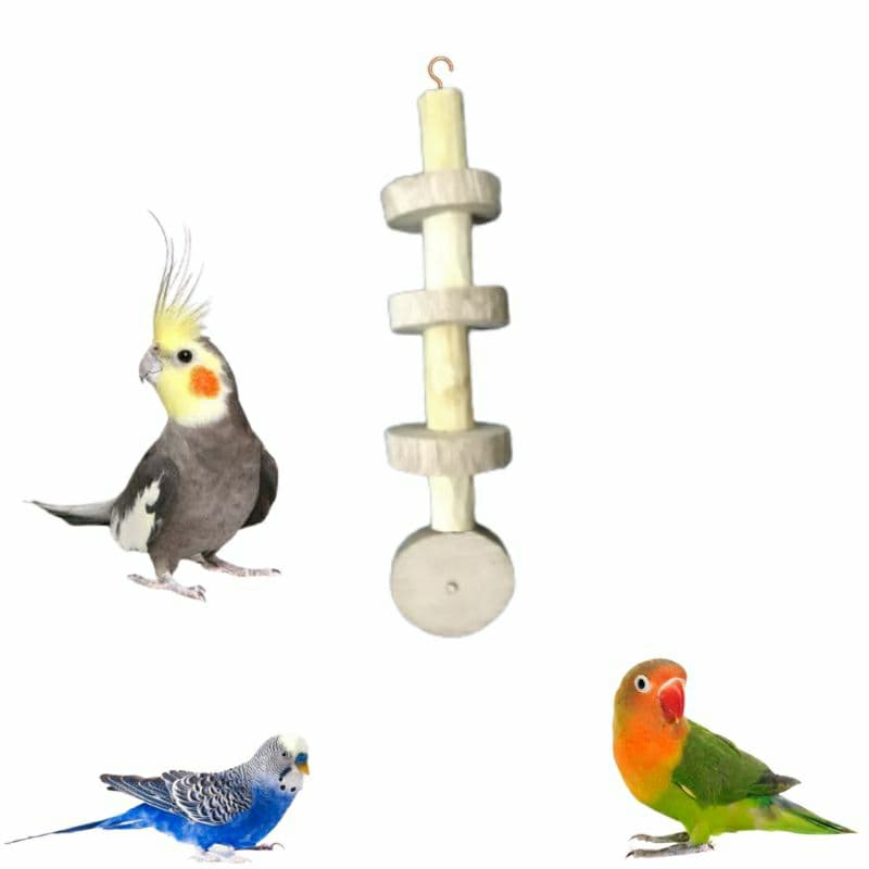 Brinquedos em madeira natural para calopsitas,agapornis,periquitos,papagaios e cacatuas