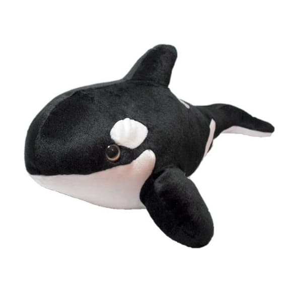 Baleia Orca de Pelúcia Preta Branca 50 Cm Antialérgica