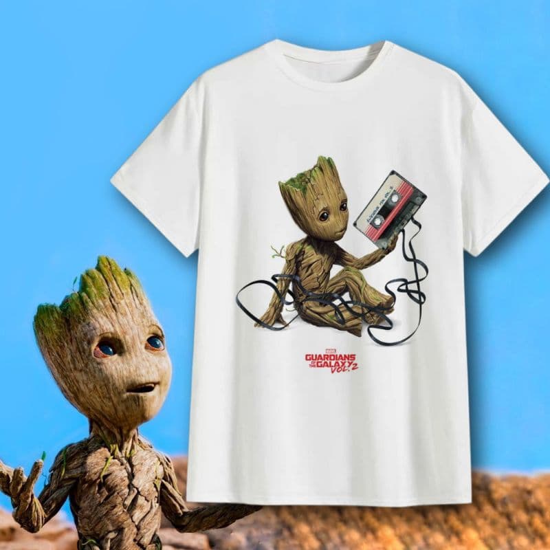 Camiseta Groot Guardiões da Galáxia Unissex Babylook e Infantil 100% Poliéster
