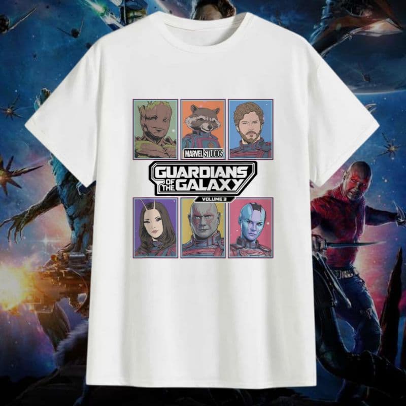 Camiseta Guardiões da Galáxia Desenho Marvel Adulto e Infantil 100% Poliéster