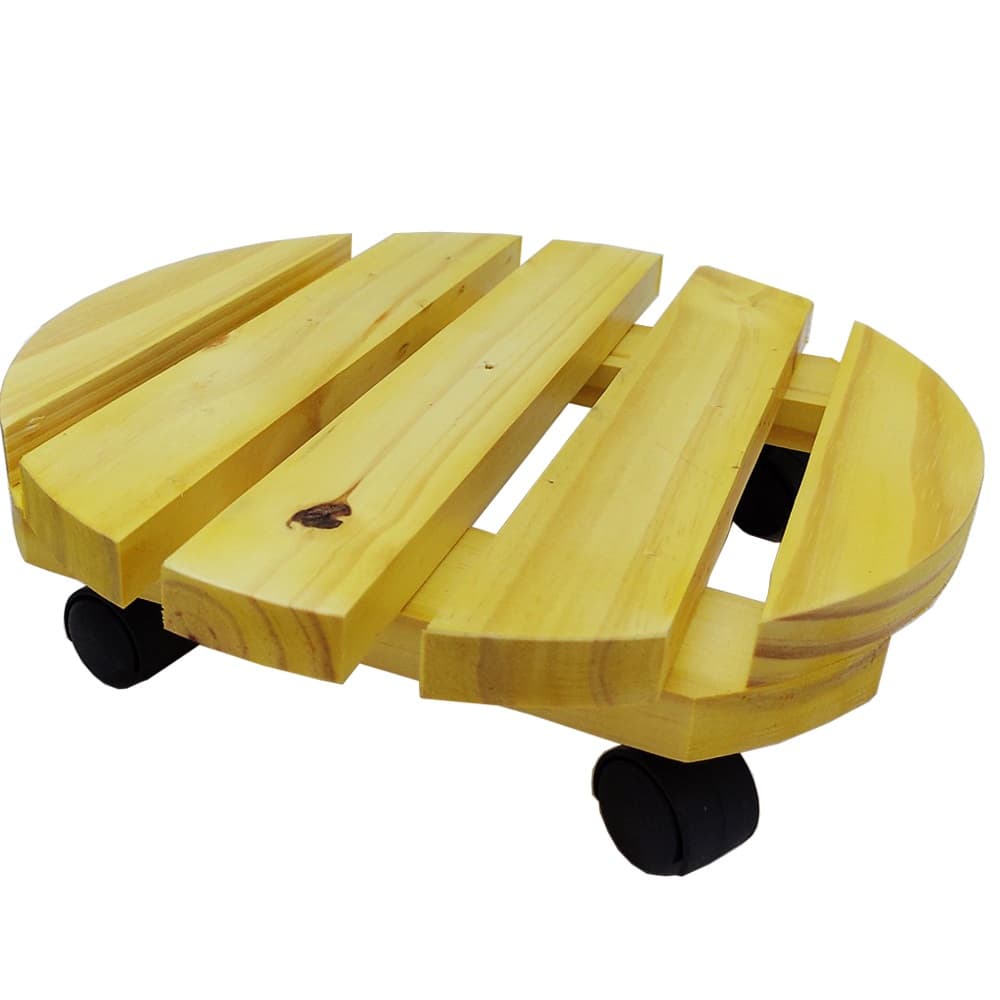 Suporte Para Vaso 30cm Redondo Madeira Com Rodinhas - Promoção