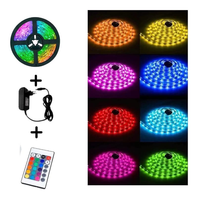 Fita Led RGB 5050 10m A Prova D Água + Fonte Alimentação