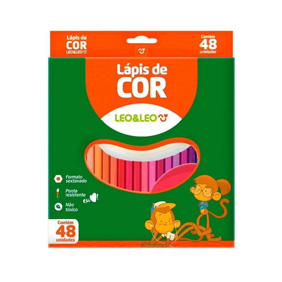 Lápis de Cor Leo&Leo Ponta Resistente Sextavado Imperdivel