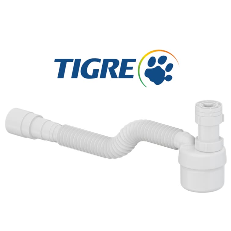 Sifão Ajustável Com Copo Universal Tigre Multiuso Flexível Sifao Sanfonado Extensível Para Pia de Cozinha, Lavatório ou Tanque BR.