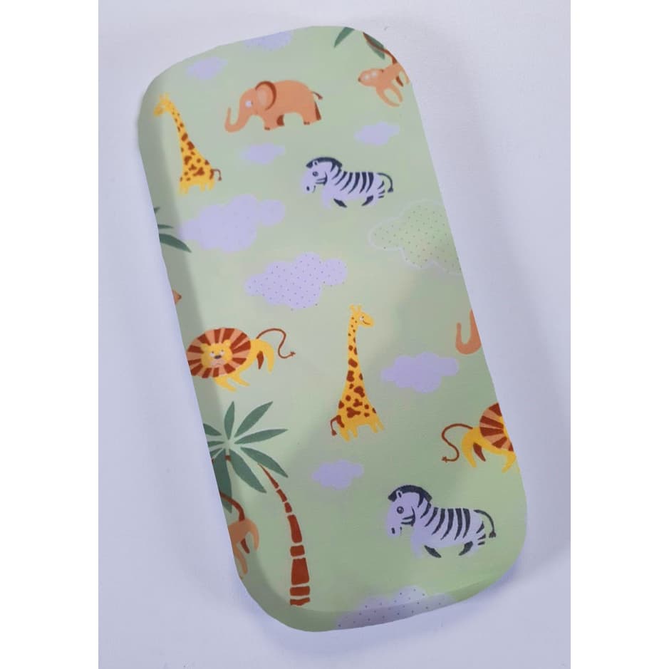 Colchonete para carrinho de bebê Verde safari zoologico 100% Algodão Colchão carrinho bebe menino Animais verde