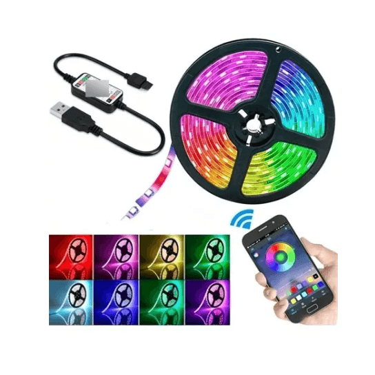 Fita Led Rgb Smart 2m Usb Bluetooth Controle App,tv,pc Alexa