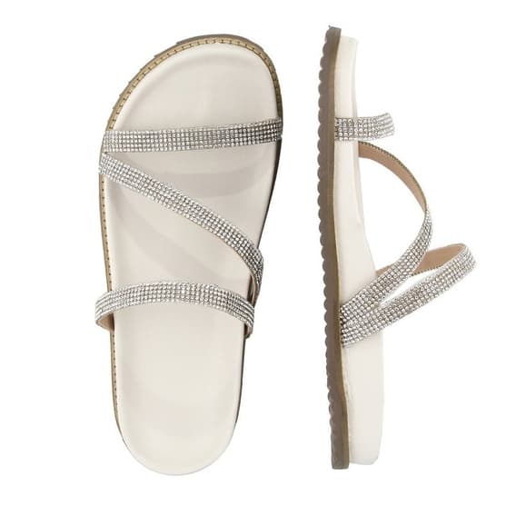 Papete Feminina Sandalia Rasteira Com strass Confortavel MOD Z