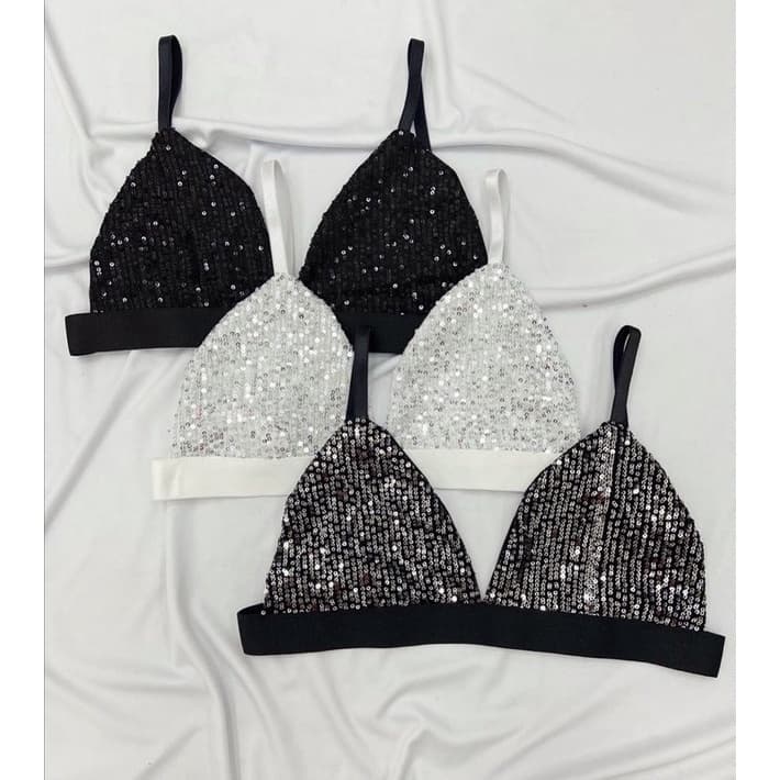 Cropped Top Paete Brilhos Alcinha com Lantejoulas Feminino Blogueirinha Festas Baladas
