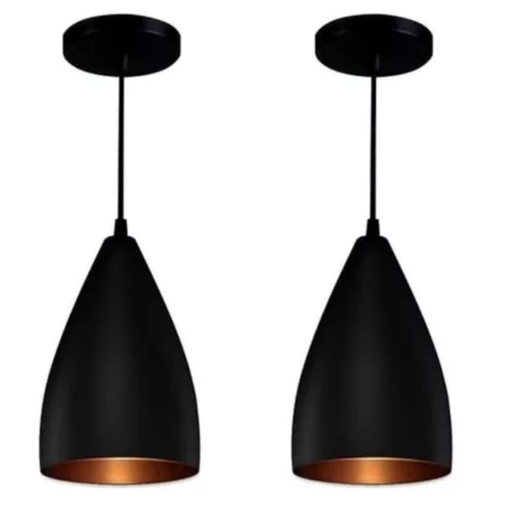 Kit 2 Lustre Vegas Bala ( Preto Textura Bronze )