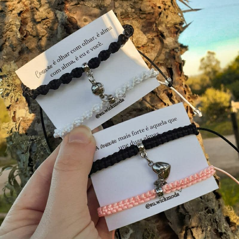 Pulseira de Casal de Imã - Conexão - Presente Dia dos Namorados