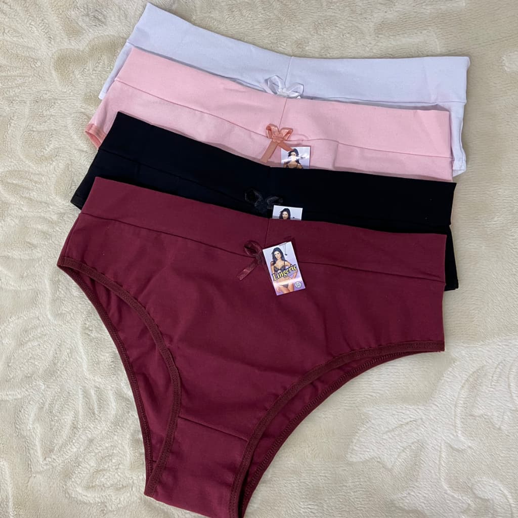 KIT 5 Calçola Cotton Conforto Cintura Alta Algodão Senhora Pos Parto Revenda