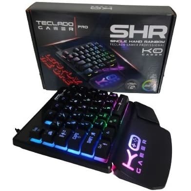 Teclado Gamer Semi Mecânico Uma Mão Led Rgb Pro Profissional