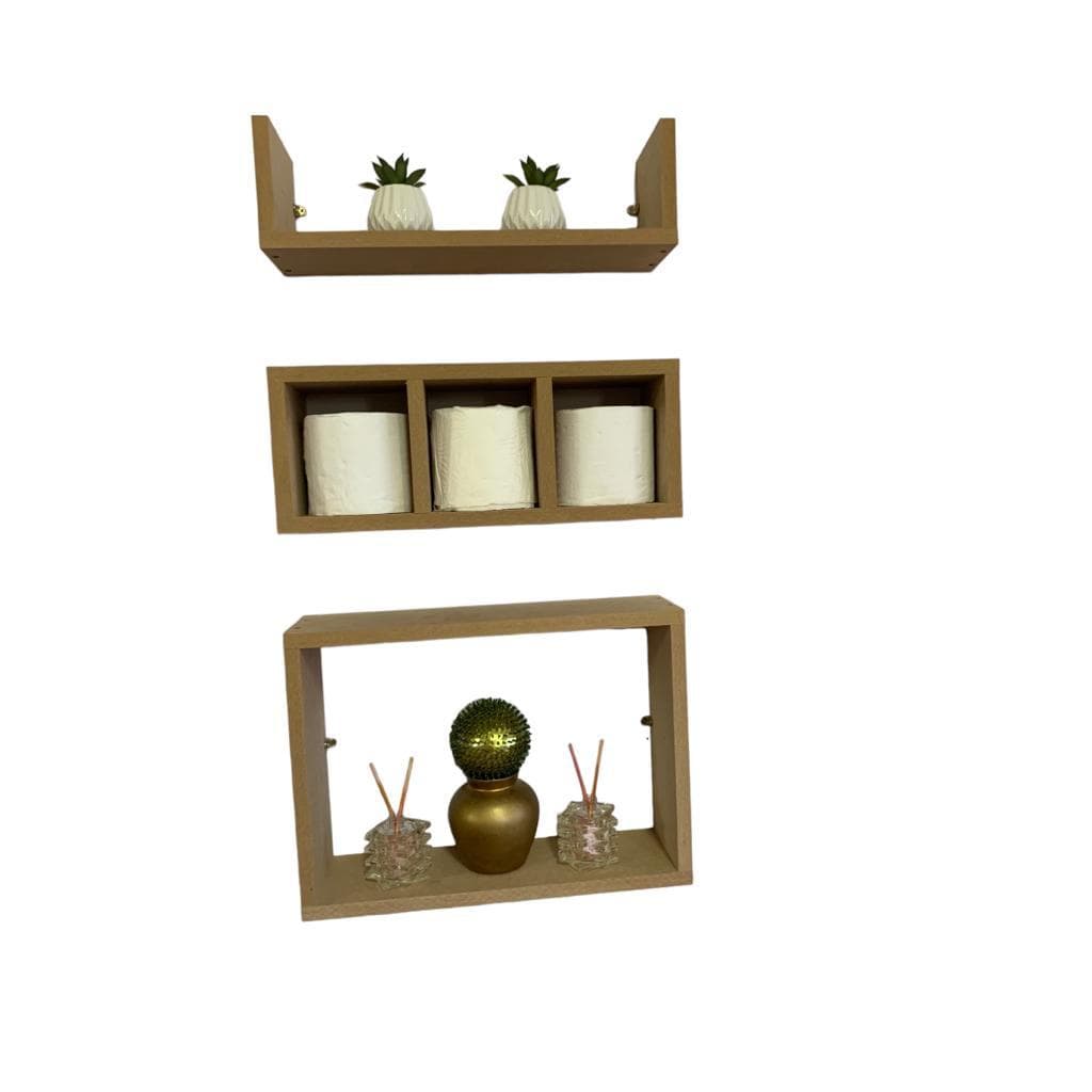Nicho Banheiro Mdf Cru  Kit 3pçs Entregue Montado Favorito