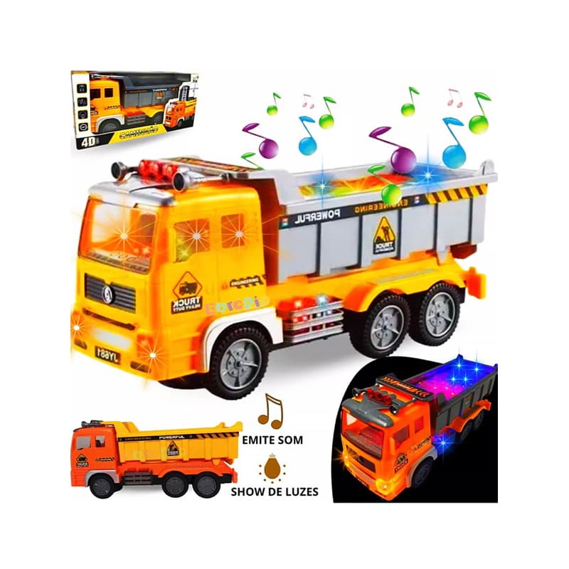 Caminhão De Construção Brinquedo Carrinho Com Luz Som
