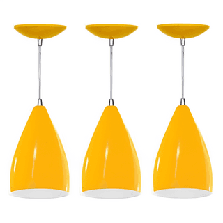 Pendente Bala Kit 3 Lustres  Vegas Luminarias  Amarelo In Branco