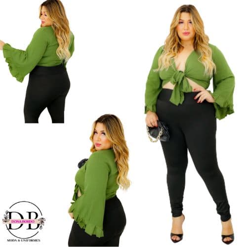 Blusinha Cropped de Amarrar Manga Longa Flare Tecido Macio Blogueira 09