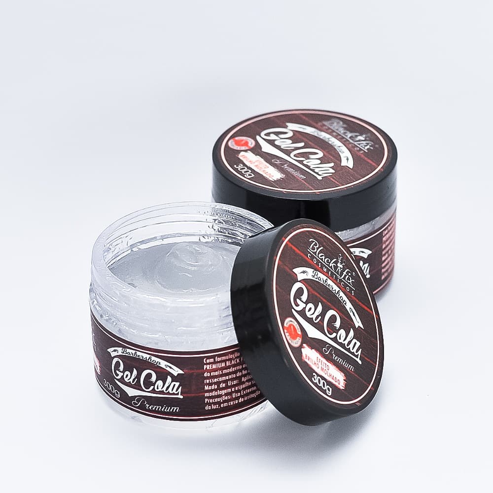 Gel Cola Premium Black Fix 300g Fixação Forte Efeito Molhado Sem Álcool Profissional