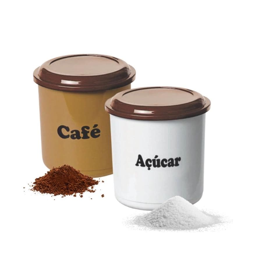 Kit 2 Potes Mantimentos Para Café e Açúcar Multiuso Decorativo Organizador Casa Cozinha Cantinho Café