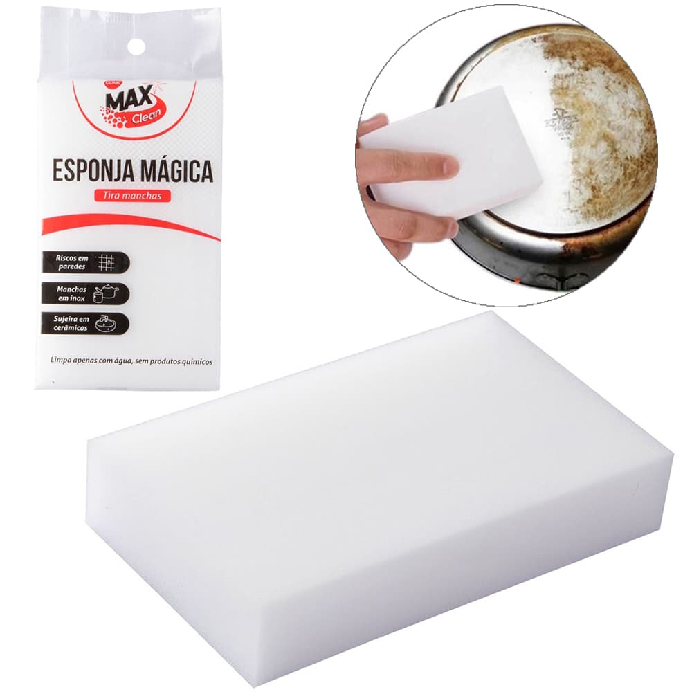 1 Esponja Mágica Branca Tira Manchas Max Clean Clink 10X6X2CM OU 10X7X3CM